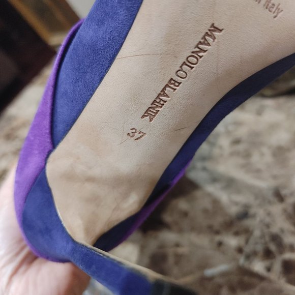 Brand New Manolo Blahnik Tall Boots Color Block Leather Suede Italy Size 7 - Picture 7 of 11